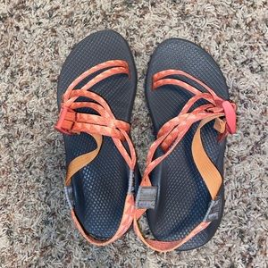 womens pink and coral chacos